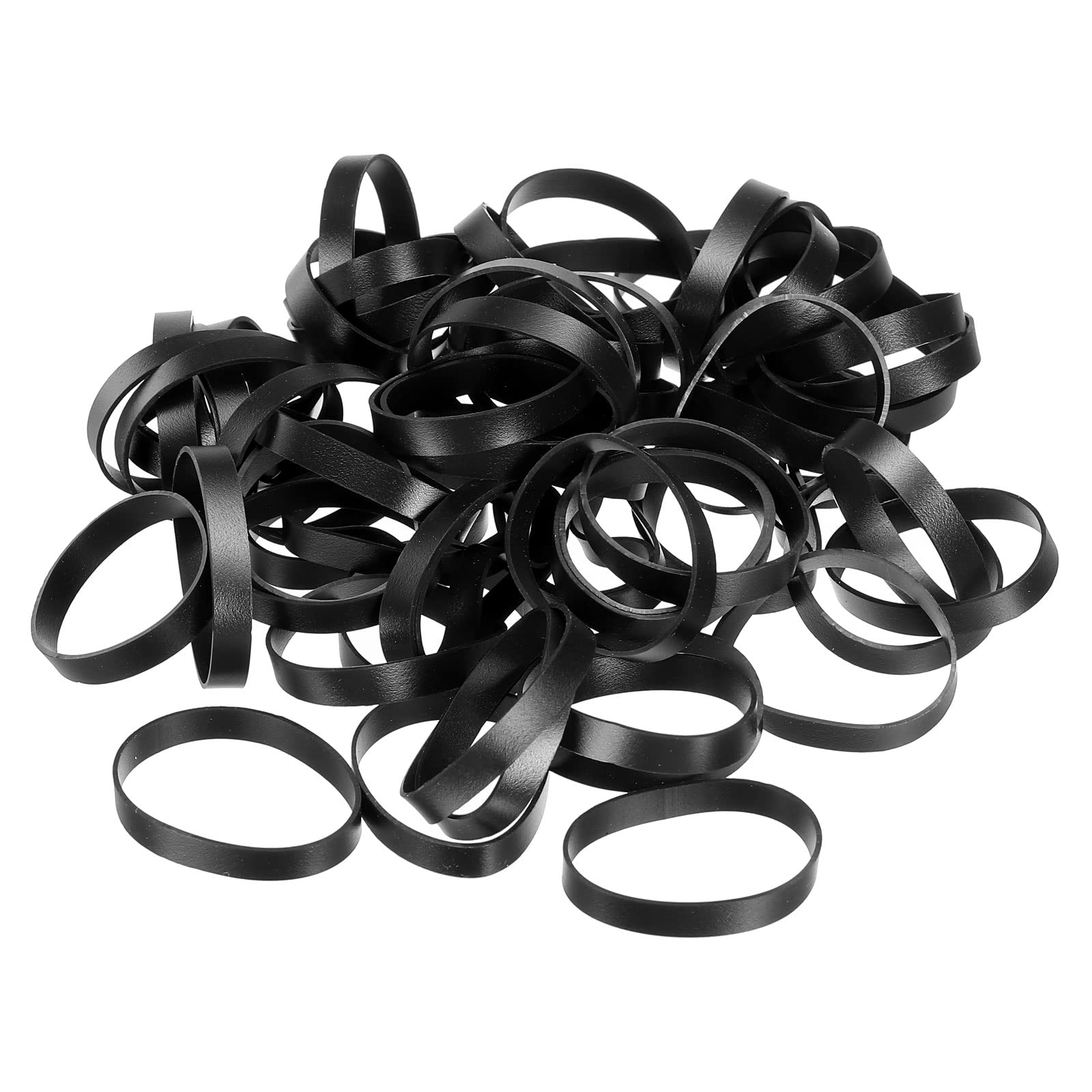 PATIKIL Silicone Rubber Bands Cable Ties 50pcs Non-Slip 1 7/8" Flat Black for Cord Wrapping, Bag Wraps, Art