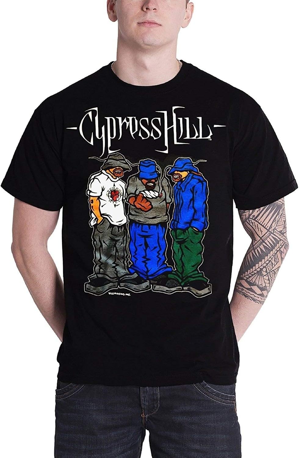 Cypress Hill T Shirt Graffiti Cartoon Band Logo Mens Black t Shirt