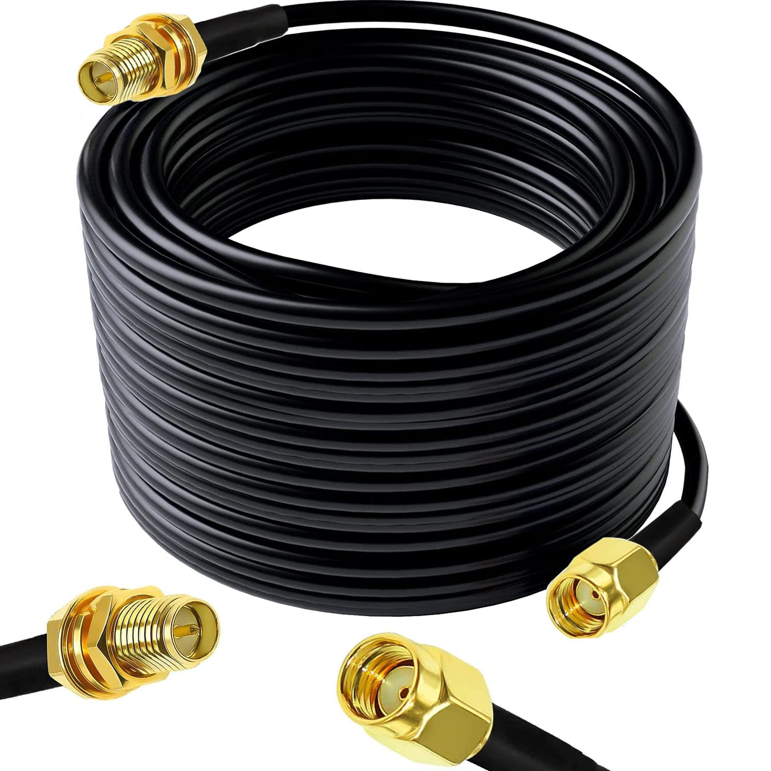 RUNCCI-YUN 10m 33ft RP-SMA WiFi antenna extension cable,RP-SMA Male to Female Cable, Coaxial Cable Connector Antenna Adapter(Black) for Wireless LAN Router Bridge & Cellular Antenna, Not for TV