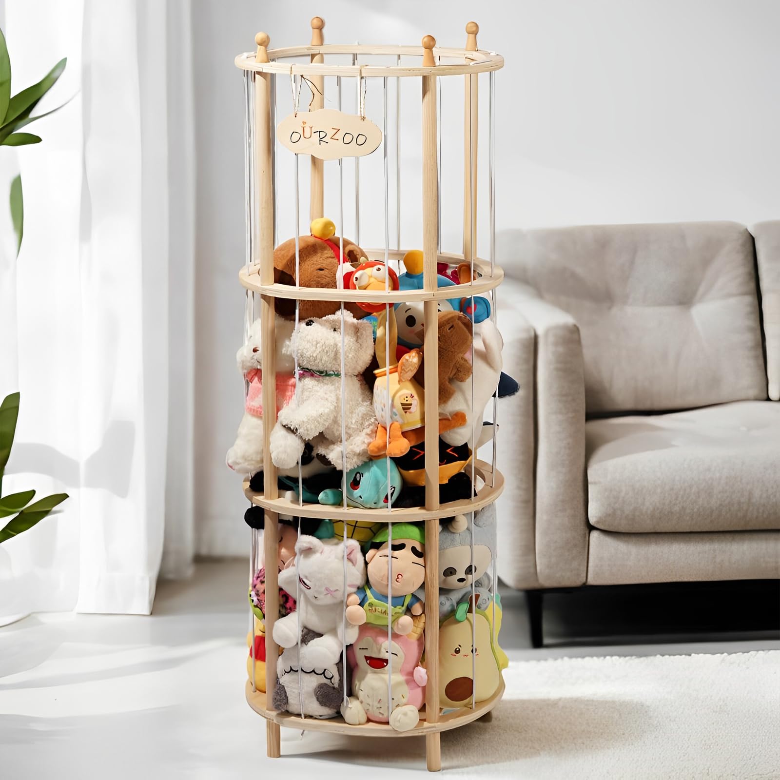 Photo 1 of Viyuse Stuffed Animal Zoo Storage Extra Large Wooden Stuffed Animal Holder Soft Toy Organizer Nursery Zoo Cage Plush Stuffed Toy Cage Kids Playroom Bedroom Decor Display Corner Oval Shaped