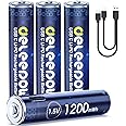 Deleepow Rechargeable AAA Batteries USB Port 1200mWh AAA Lithium Rechargeable Batteries 1500 Cycle with USB Cable 4-Pack