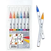 Kuretake ZIG Clean Color Real Brush Pens, 6 Colors with Flexible Brush Tips, Watercolor Pens for Painting, Drawing, Calligraphy and Brush Lettering for Artists and Beginner Painters, Made in Japan