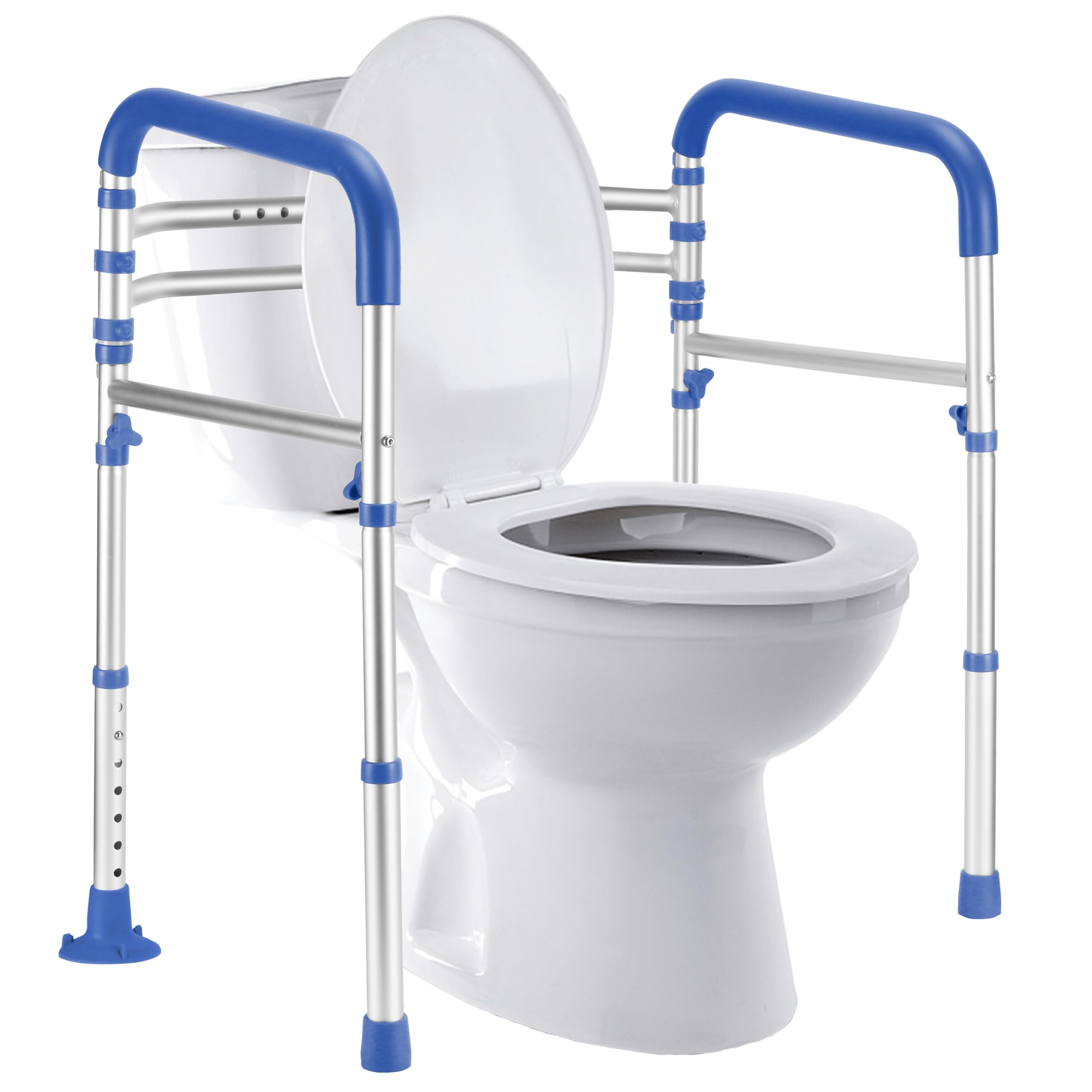 Lianjindun Toilet Safety Rails, Adjustable Toilet Frame for Elderly, Seniors, Handicap & Disabled, Foldable Handicap Toilet Handles Fit Any Toilets（Dark Blue） Image