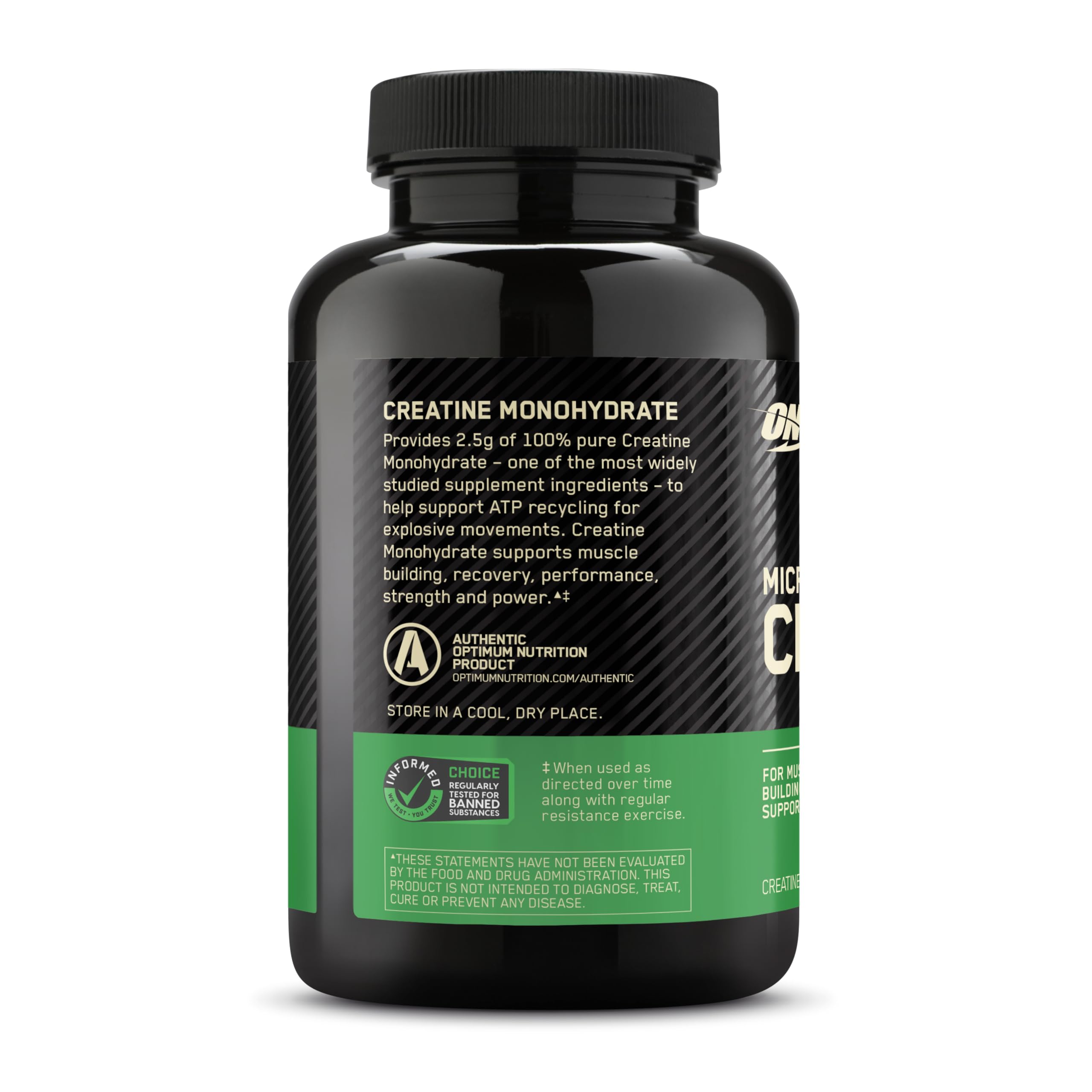 Optimum Nutrition Micronized Creatine Monohydrate Capsules, Keto Friendly, 2500mg, 100 Capsules