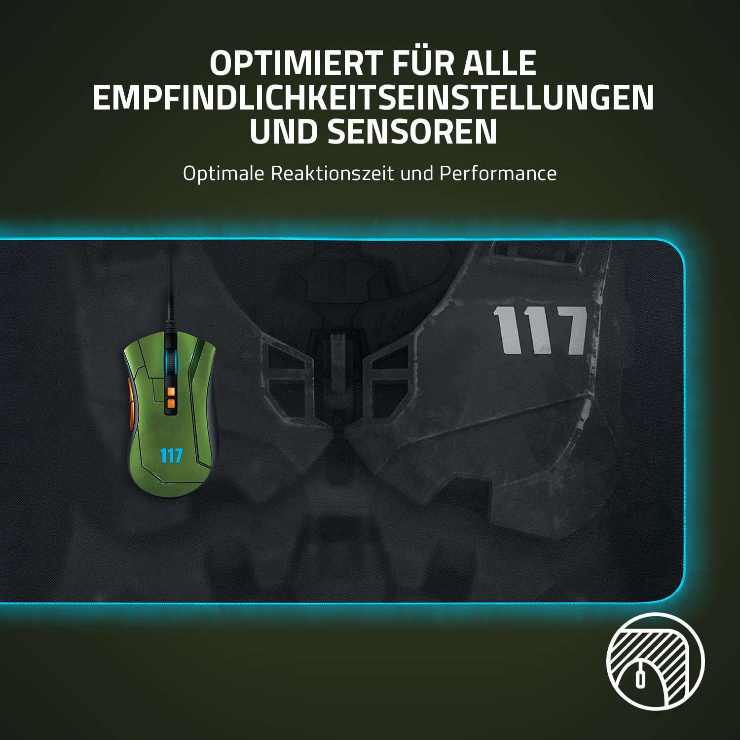 Razer Goliathus Gaming-Mauspad, erweitertes Chroma, anpassbare RGB-Beleuchtung, weiches Stoffmaterial, ausgewogene Kontrolle und Geschwindigkeit, rutschfeste Gummiunterseite, Halo Infinte Edition 4