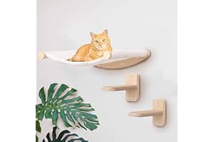Cat Shelves, Cats Wall Hammock, Catwall Furniture Shelf and Perches, 18"x22", 2 Stairs, Plywood, Mounted Steps for Climbing, Kitty Lotus Bed, Walls Mount Perch, Wallmounted Climber Stair | Houseables