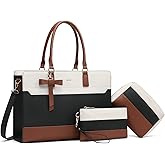 Keyli 3pcs Laptop Bag for Women 15.6 Inch Leather Work Tote Bags Professional Business Office Computer Shoulder Briefcase