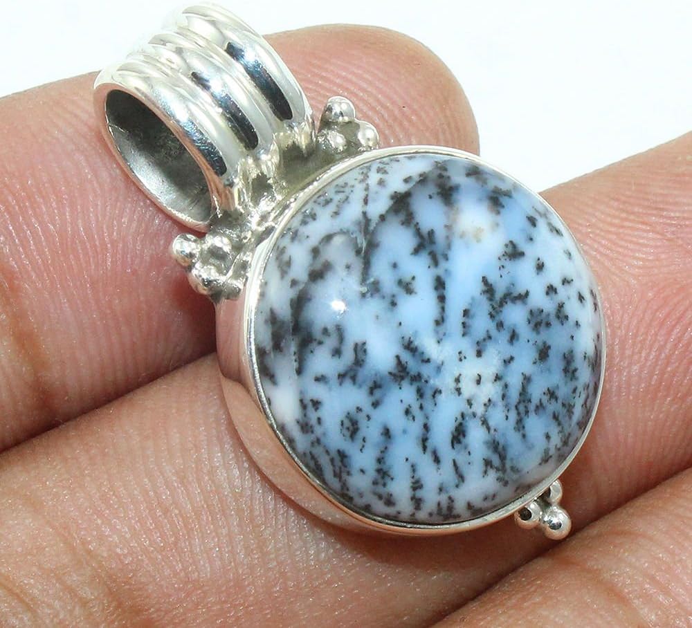 925 Sterling Silver Dendritic Opal Gemstone Unique Pendant