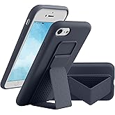 LAUDTEC Silicone Kickstand Case Compatible with iPhone 7/8/SE, Vertical and Horizontal Stand Hand Strap Metal Kickstand Cover, Flexible Soft Liquid Silicone Stand Case for iPhone 7/8/SE (Blue)