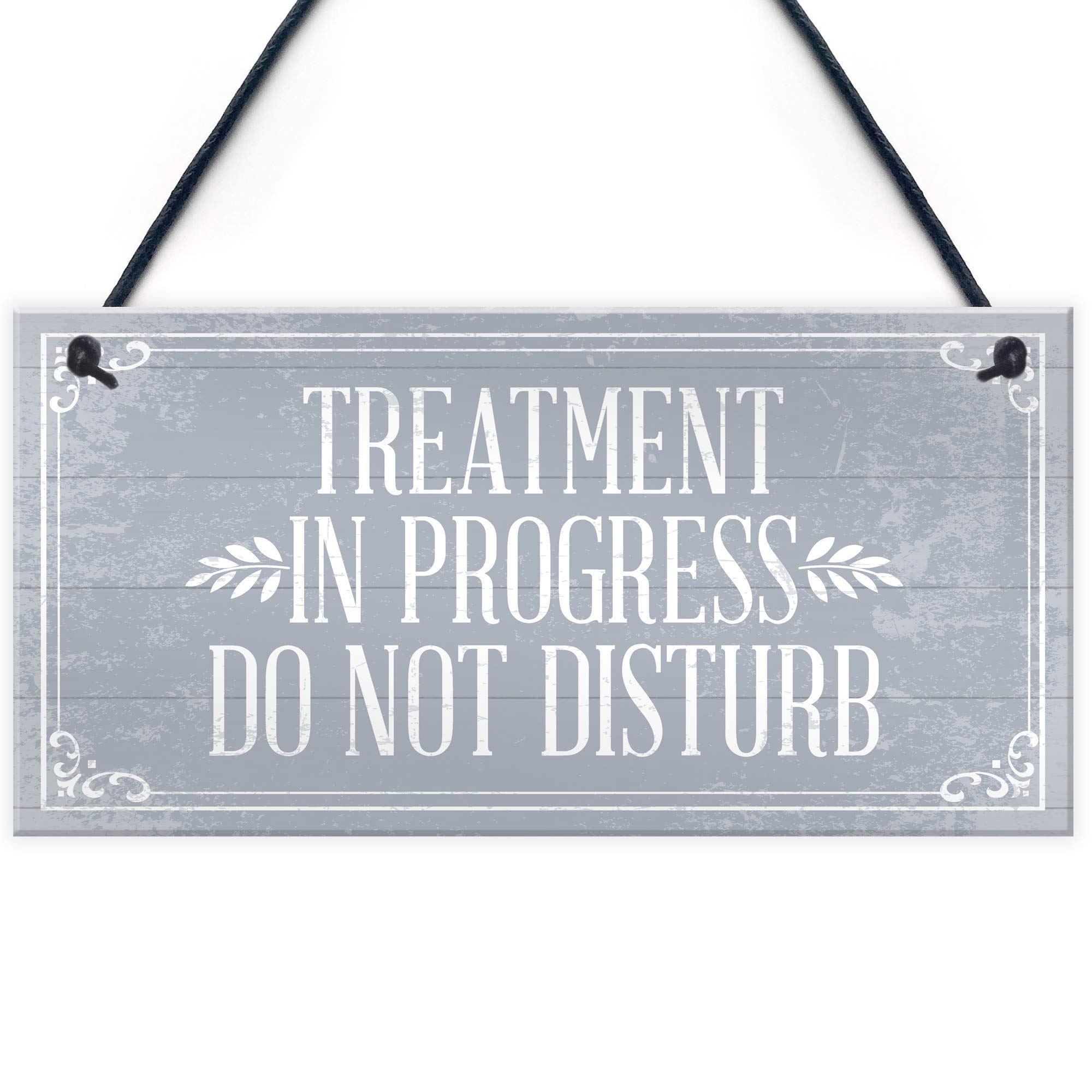 Red Ocean TREATMENT IN PROGRESS Do Not Disturb Hanging Wall Door Salon Sign Plaque Gift