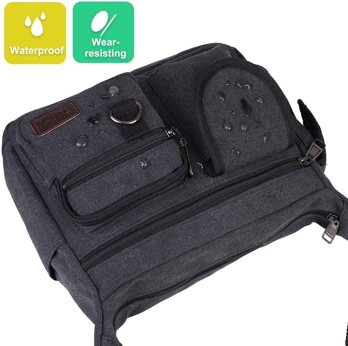 Canvas Messenger Bags BOMKEE Shoulder Crossbody Satchel Mens Vintage Casual Notebook Waterproof Day Bag for Travel Weekender - Image 5