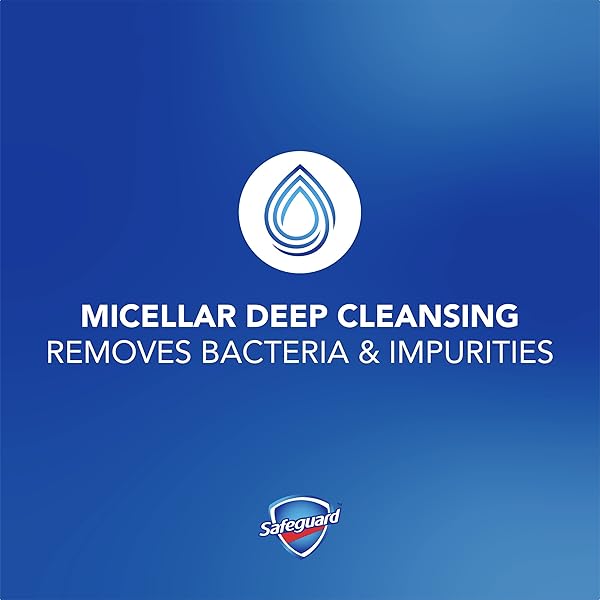 SAFEGUARD MICELLAR DEEP CLEANSING BATH BAR SOAP, WASHES AWAY 99 PERCENT OF BACTERIA, LEAVES SKIN SOFT, MADE WITH PLANT BASED CLEANSERS, FRESH CLEAN SCENT WITH ALOE, 3.2 OZ (2 COUNT)
