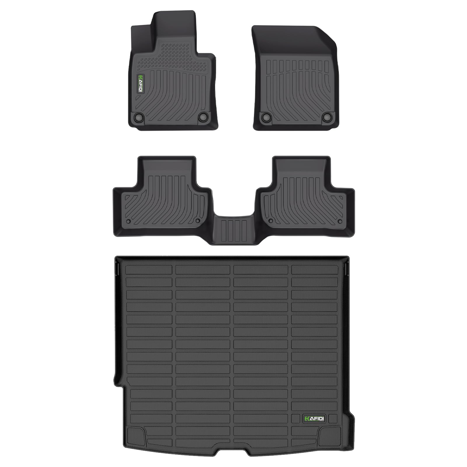 HAFIDI® Floor Mats & Cargo Liner Set Fit for 2022-2025 Volvo XC60 Recharge All Weather Protection TPE Anti-Slip Automotive Full Set Floor Liners Custom Accessories - Black Image
