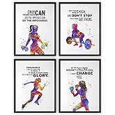 Dignovel Studios 8X10 Set of 4 Unframed Intensive Workout Training Exercise Running Boxing Weight Lifting Watercolor Art Print Poster Woman Gym Inspirational Quotes Motivational Wall Decor DN638