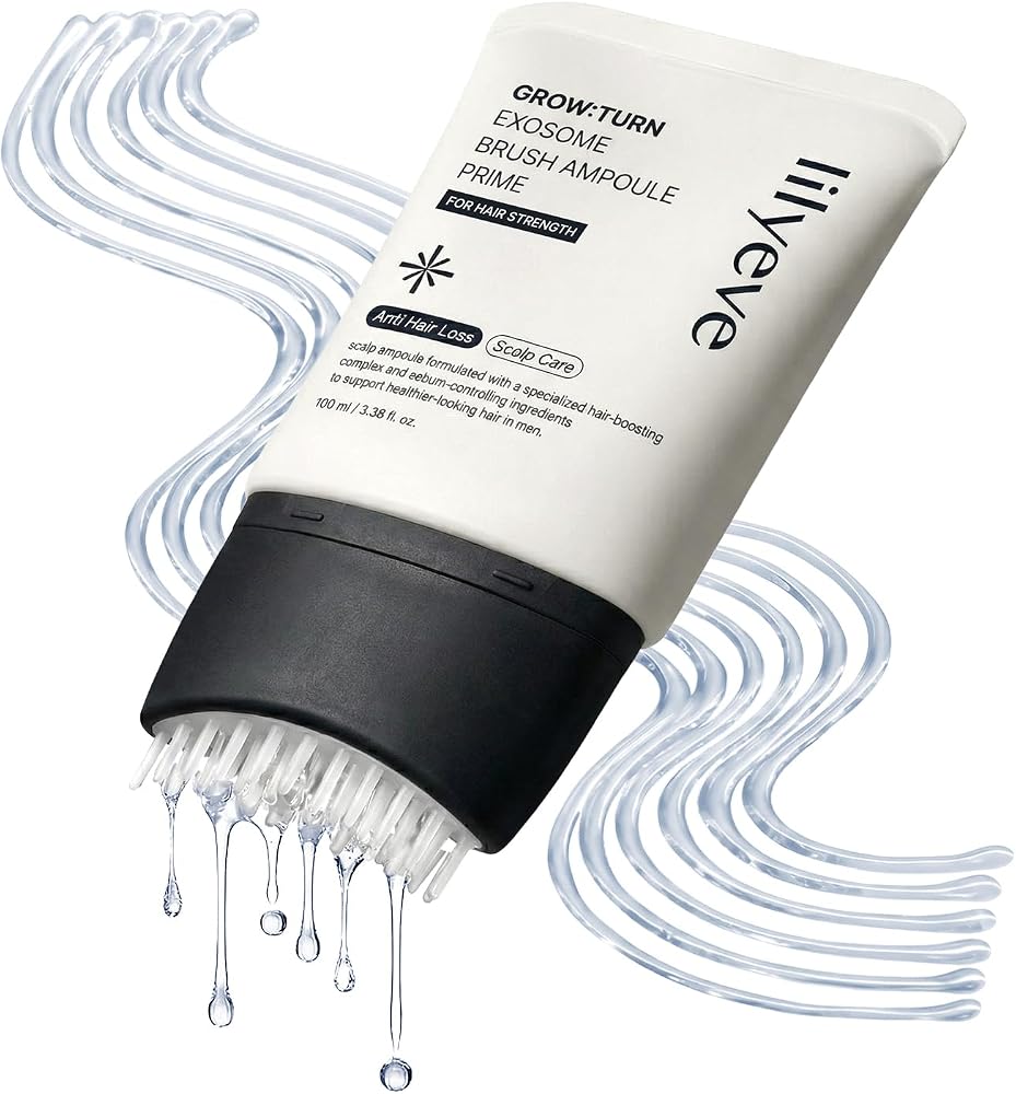lilyeve GROWTURN Exosome Brush Ampoule Prime, Men's Hair Growth, 3.38 fl oz | Built-In Brush Ampoule with Biotin, Caffeine &
