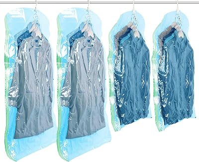 TAILI Hanging Vacuum Storage Bags 4 Combo Set for Clothes Wardrobe Space Saver