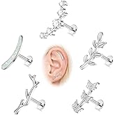 Vegolita 16G G23 Titanium Cartilage Earrings for Women Internally Threaded Cartilage Studs Hypoallergenic Butterfly CZ Helix Earrings Conch Daith Piercing Jewelry 6MM 8MM 10MM
