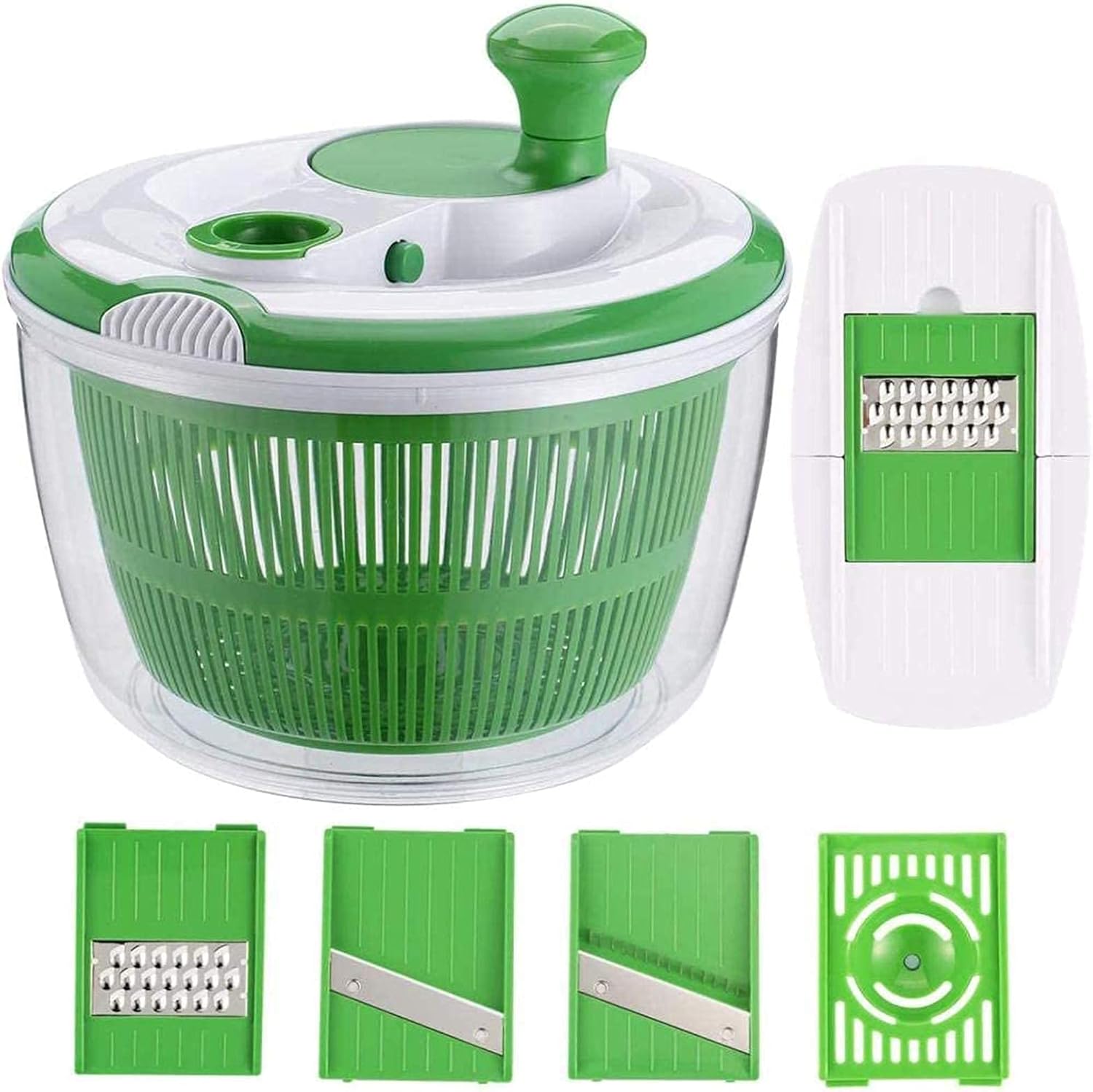 5L Healthy Eating, Large Salad Rotator with 3 Mandolin Slicers and 1 Egg Separator, Salad