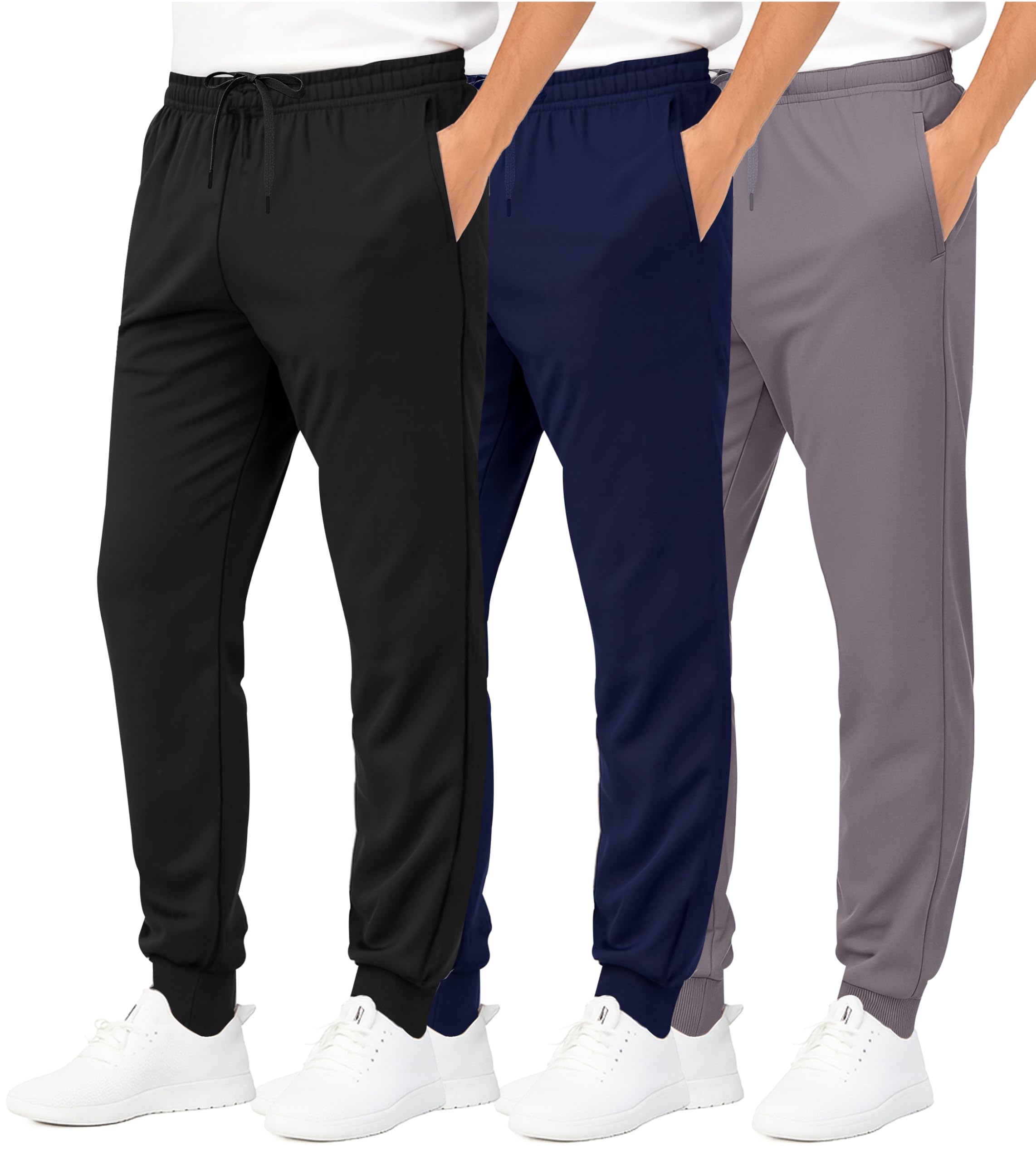 Photo 1 of Real Essentials 3 Pack: Boys Joggers with Pockets – Boys Sweatpants Athletic Jogger Pants for Kids,Set 4,L (14/16)