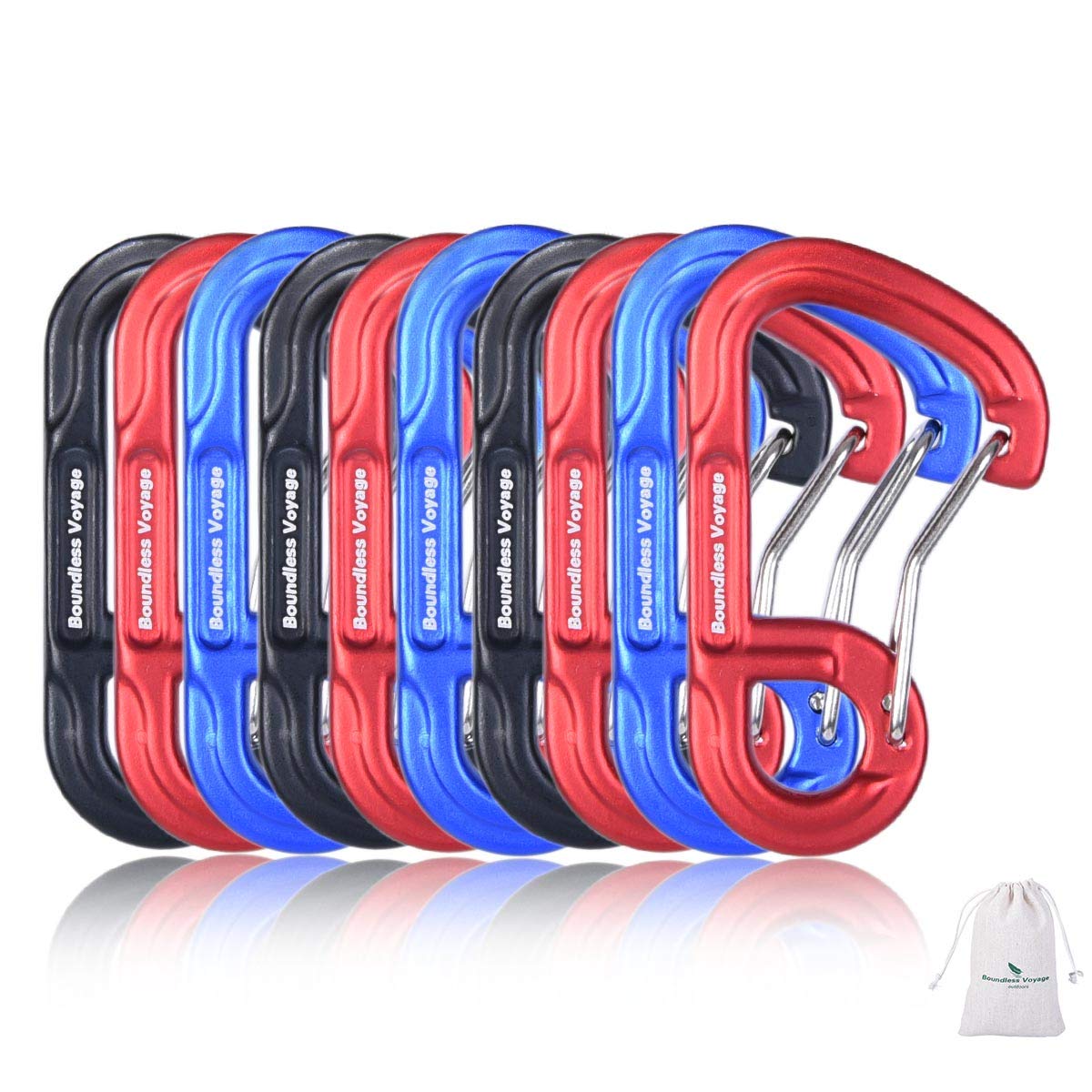 Boundless Voyage Outdoor Carabiner Hooks Locking D type Clips Aluminum Alloy Screwgate Camping Backpacking Snag Free Wiregate Carabiners Buckle Keychain