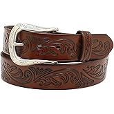 ARIAT Ladies Belt, Brown with Floral Embossing, Interchangeable Buckle