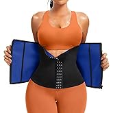 FUXERT Waist Trainer for Women Belly Fat Sweat Waist Band with Zipper Stomach Wraps Workout Belt Corset Shapewear