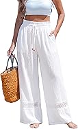 CUPSHE Women's Wide Leg Beach Pants – Tropical Floral Vacation Cover Up | Soft & comfortable. High waist, flowy wide leg with side pocket