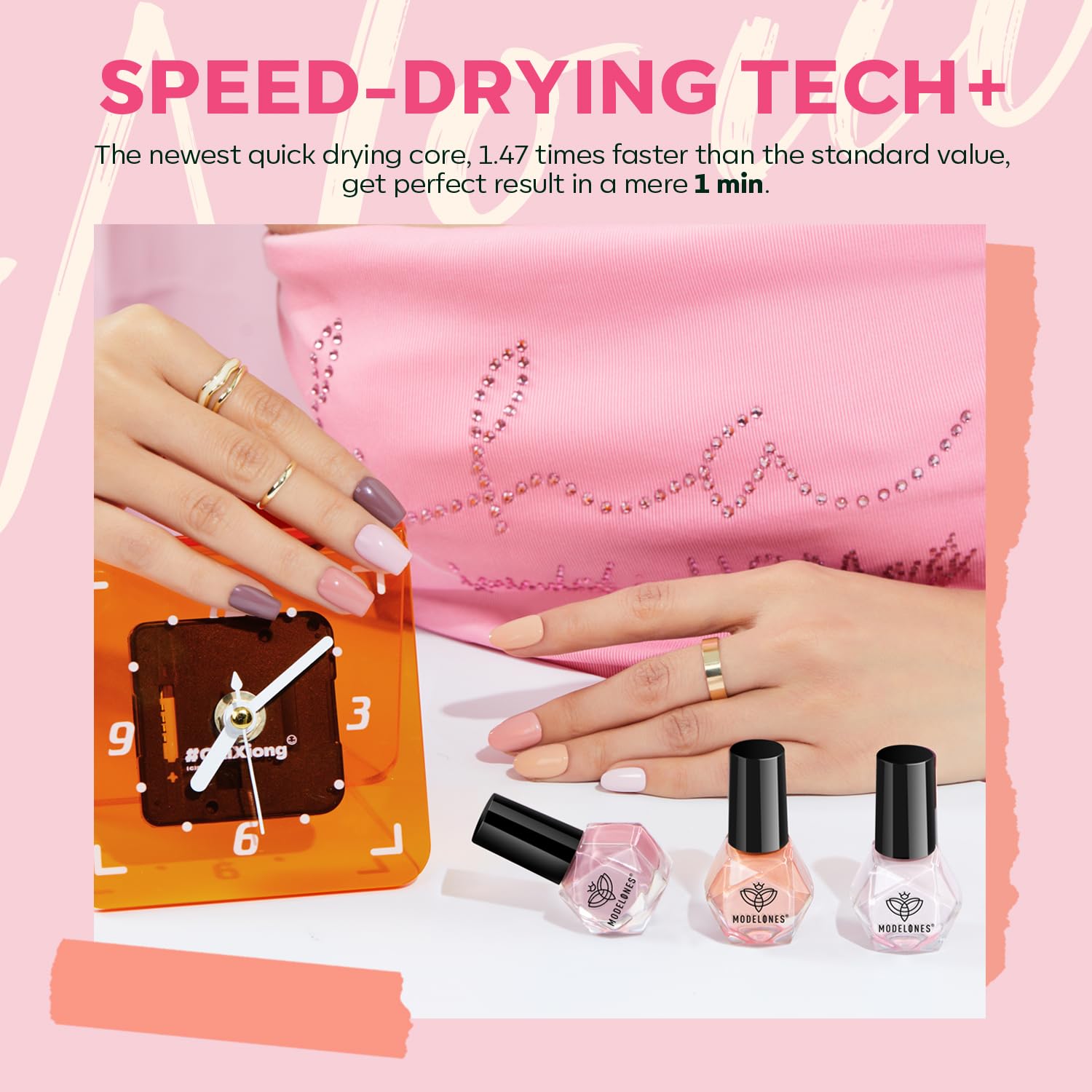 MODELONES Nail Polish Set 6 Colors Neutral Nude Nail Polish Bubble Bath Quick Dry Skin Tone Glitter Winter Nail Polish Finger Nail Polish Bulk Manicure Diy Nail Art Salon Home Gift For Women Mom Girl - Image 4