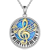 KNTTZZI Music Note Necklace Sterling Silver InfinityPianoGuitar Pick Necklace Treble Clef Music Pendant Musical Jewelry Graduation Gifts for Women Musician Music Student