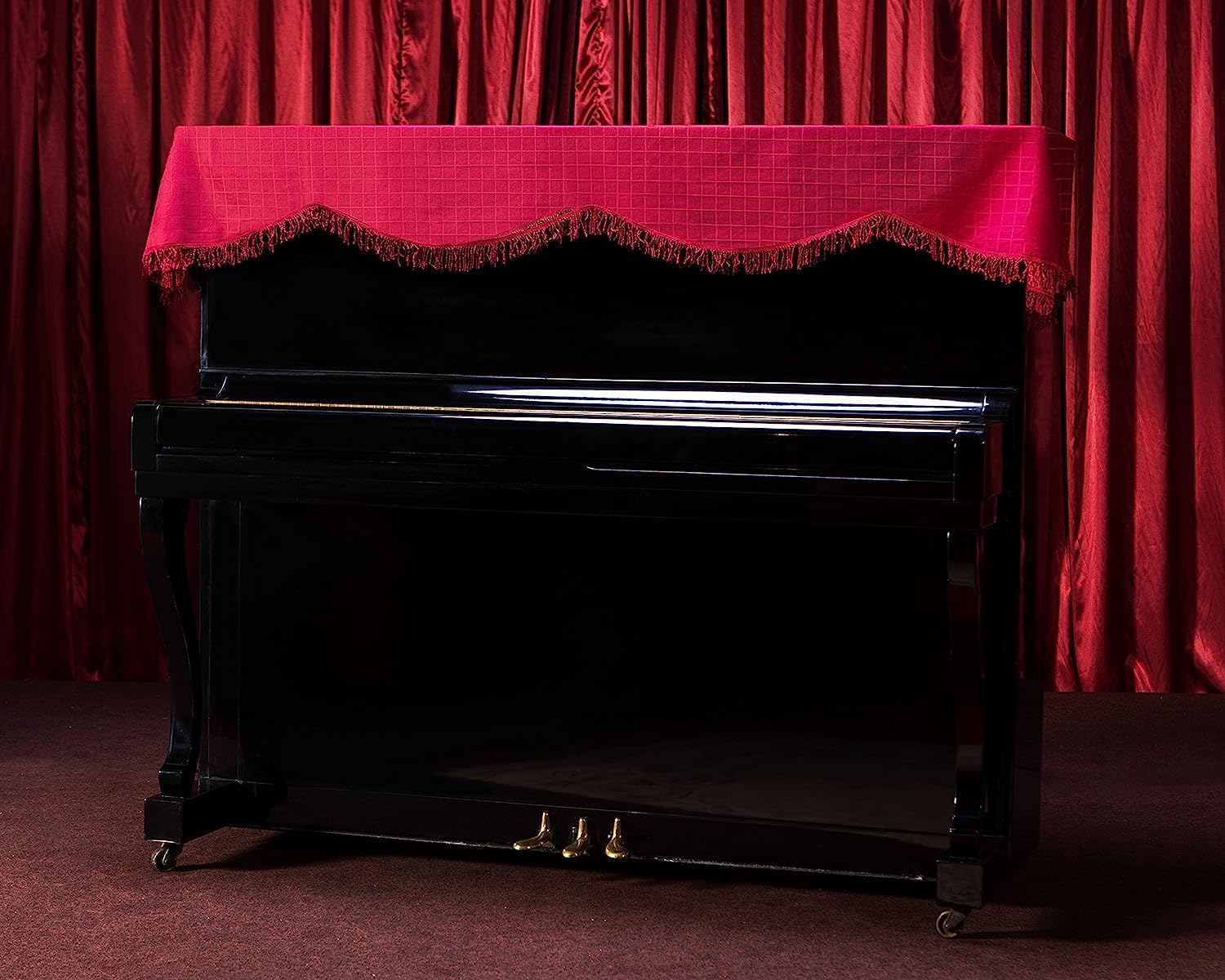 Clairevoire Upright Piano Top Cover [Classic wine] | Double layered with inner lining | Minimalist & Modern Design | Protects against dust and scratches | for vertical upright pianos | 200 x 70cm