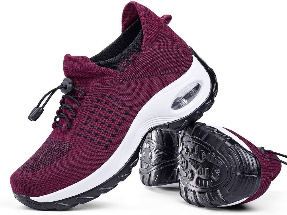 Women's Walking Shoes Sock Sneakers - Mesh Slip On Air Cushion Lady Girls Modern Jazz Dance Easy Shoes Platform Loafers