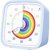 Yunbaoit Rainbow Visual Timer for Kids, 60-min Countdown Timer, Light Blue | Cute Study Timer for Classroom, Homeschool, Office, Kitchen, Kids Desk with Protective Case, Mute&amp;Ringing Alarm, Nightlight
