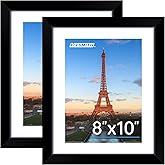 FIXSMITH 8x10 Picture Frame, Black Photo Frame with HD Plexiglass, Display Pictures 5x7 with Mat or 8x10 Without Mat, Picture Frames Collage for Tabletop or Wall Display, 2 Pack