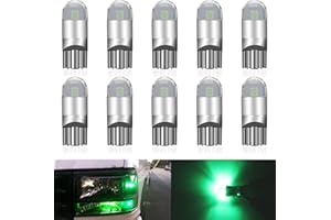 UNXMRFF 194 LED Bulbs Green, T10 W5W 2825 168 LED Bulbs 3030 Chips 194 Bulb Replacement for 12V Car License Plate Light, Dome Map Light, Dash light, Side Marker Light, Courtesy Light Bulbs, Pack of 10