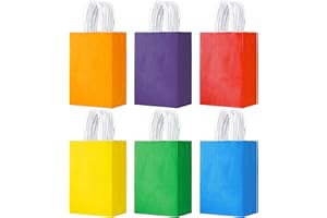 YEEHAW 24 Pack Small Gift Bags 5.8"×3.2"×8.25" Kraft Paper Bags with Handles, Party Favor Bags Bulk for Kids Birthday, Baby Shower, Crafts, Wedding, Party (6 Colors)