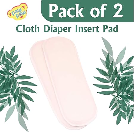 Paw Paw Reusable Baby Washable Cloth Diaper Nappies with Wet-Free Inserts for Babies/Infants/Toddlers (Standard, Cloth Diaper Insert Pad (Pack of 2))