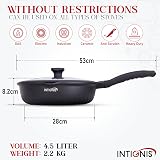 INTIGNIS 28 cm Deep Frying Pan with Lid Induction Non-Stick GREBLON Coating view 2