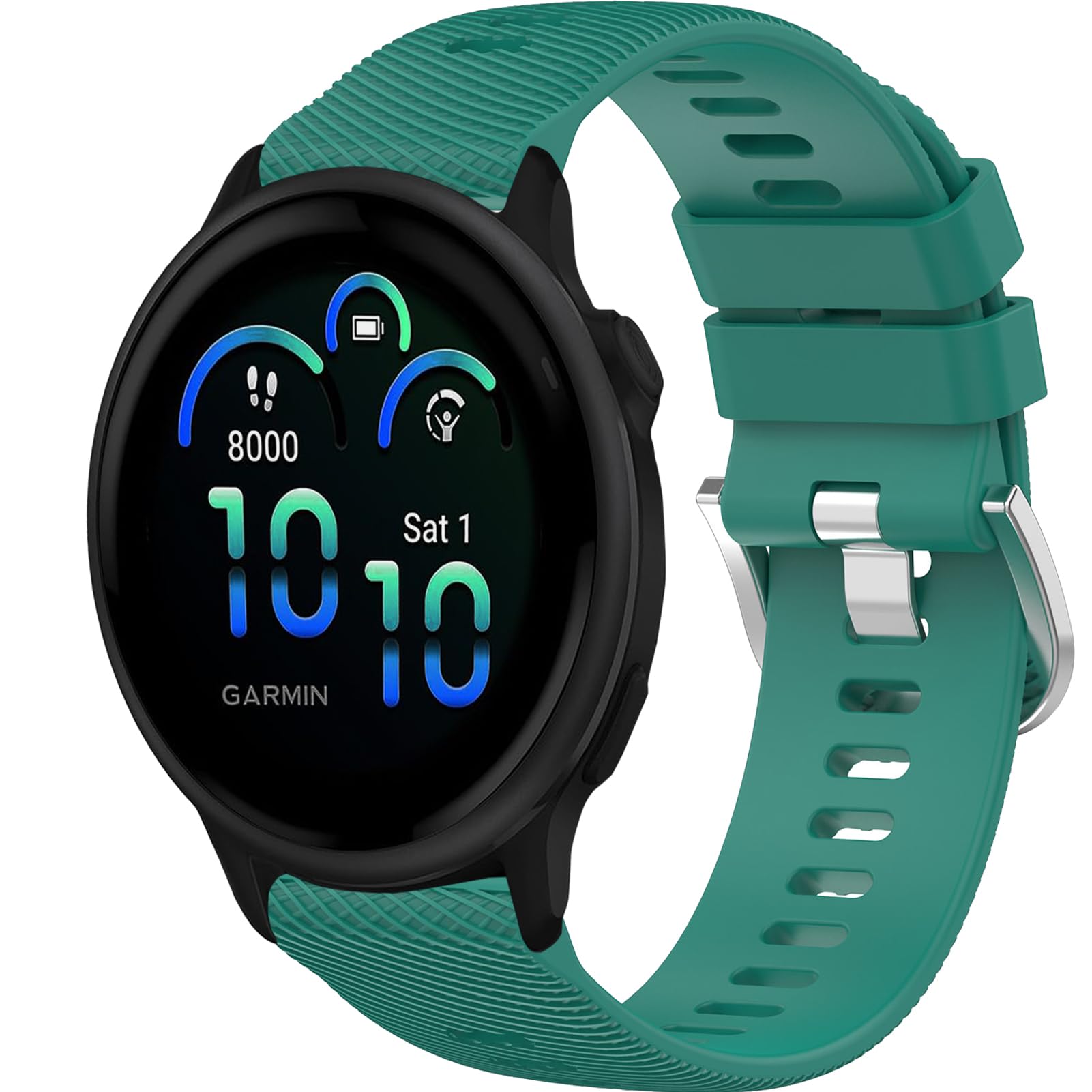 Wownadu 20mm Watch Strap Compatible for Garmin Vivoactive 6/5/3 Straps, Replacement Silicone Band Compatible for Polar Ignite 3/2/1, Unite/Pacer, Green (No Watch)