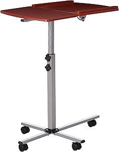 Flash Furniture Angle and Height Adjustable Mobile Laptop Computer Table with Cherry Top