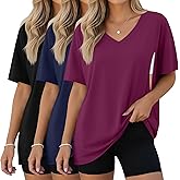 Sweetyweee 3 Pack Women's Oversize Nursing Shirts for Breastfeeding with Hidden Zippers Loose Fit Short Sleeve Maternity Tops