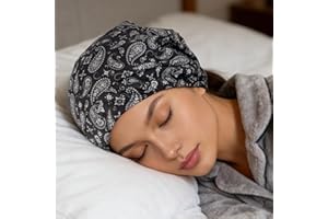 Milk Silk Sleeping Hair Bonnet for Unisex Night Sleep Hair Care Cap with Elastic Adjustable Strap, Suitable for Curly Short L