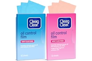 BEAUTY KATE Oil Absorbing Tissues Oil Control Film, Oil Blotting Paper Same Series with Clean & Clear Oil Absorbing Facial Sheets for Oily Skin, 60 sheets Blue + 50 sheets Pink