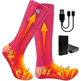 Rabbitroom Rechargeable Women Heated Socks Battery Powered Electric Socks Arthritis Foot Warmer for Cozy Warmth for Skiing Walking & Indoor Outdoor Activities Stylish Insulated Washable (Large Size)