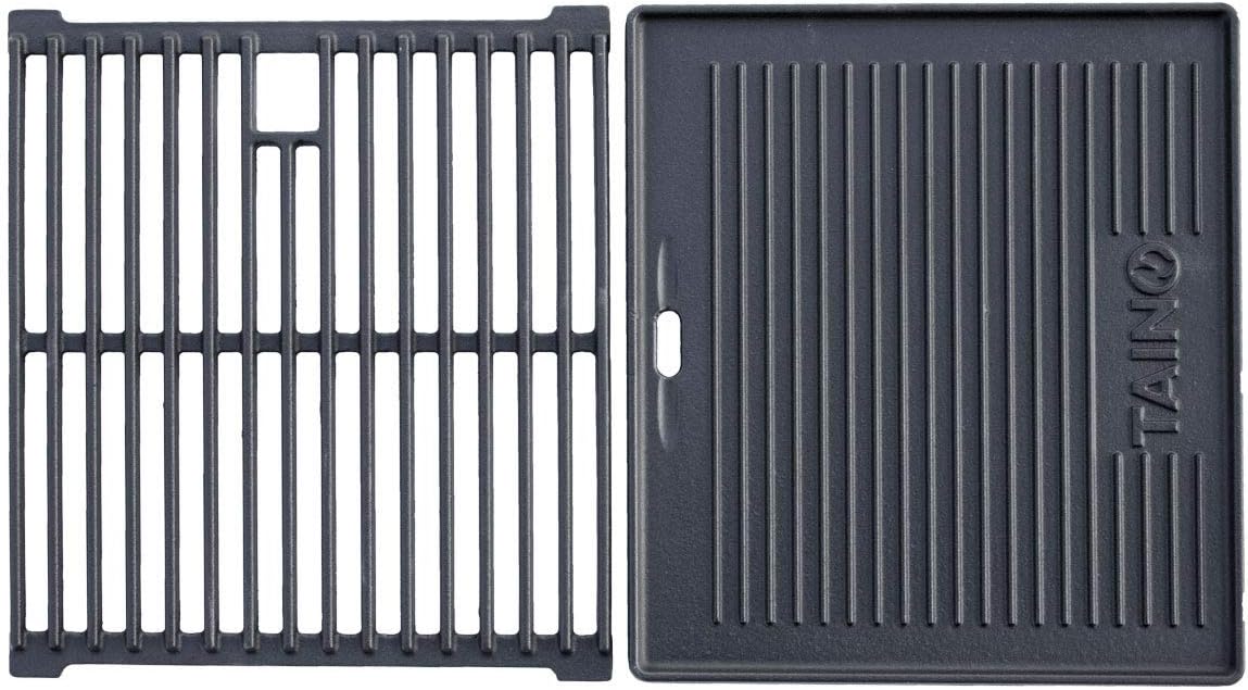 TAINO Basic 4+1 Gusseisen Rost Grillplatte Grillrost Zubehör Set Gasgrill Grill Wendeplatte