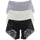 CENYINVEFI Sexy Panties for Women Plus Size Lace Cut Low Thongs G-Strings Seamless Breathable Underwear Briefs 3 Pack