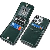 KIHUWEY Compatible with iPhone 13 Pro Case Wallet with Credit Card Holder, Premium Leather Magnetic Clasp Kickstand Heavy Duty Protective Cover for iPhone 13 Pro 6.1 inch(Green)