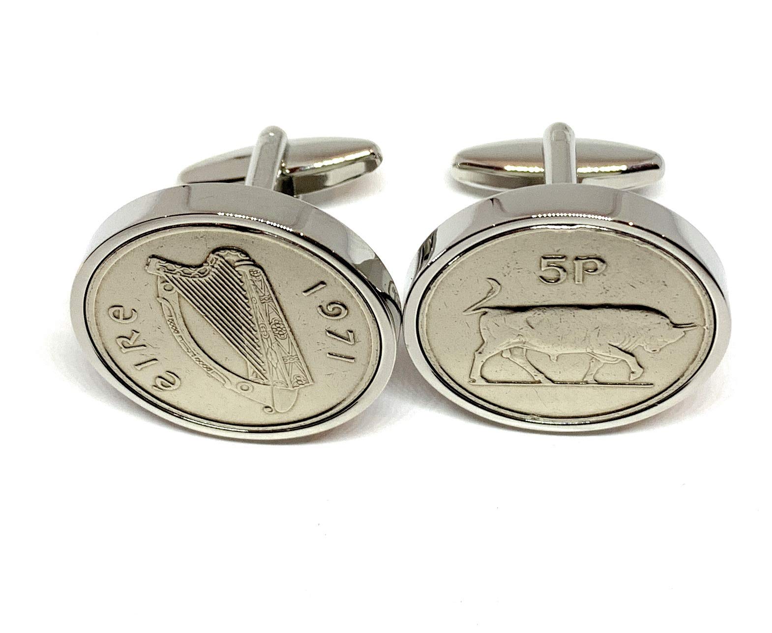 Premium 1971 Large Old style Irish 5p coin for a 55th birthday cufflinks