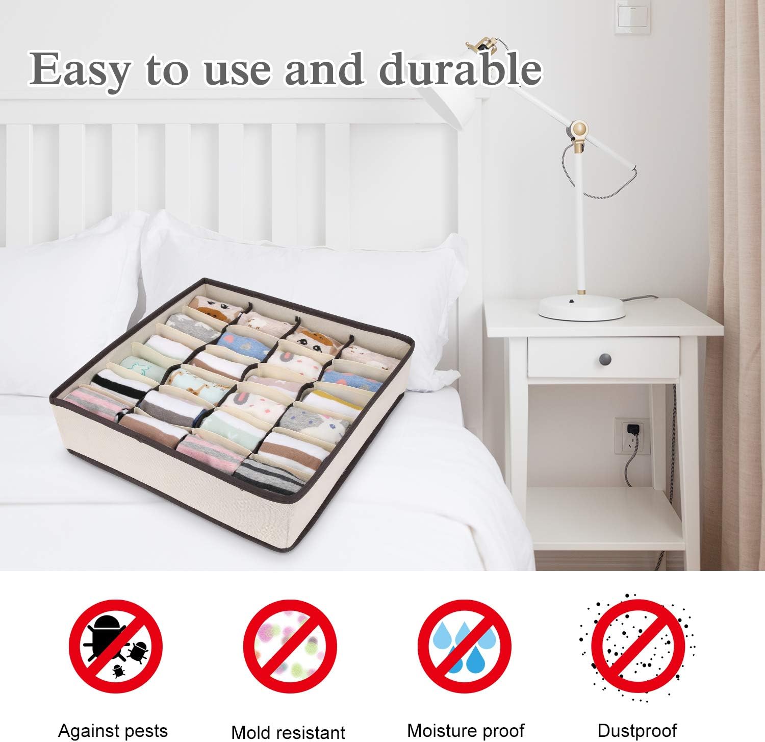 Joyoldelf Drawer Organisers Dividers 2 Packs Wardrobe Organiser - Image 4