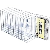 Snado 10-Pack Cassette Tape Storage Cases &amp; Holder - Clear Plastic Audio Cassette Organizer with Anti-Scratch/Dust Protection, Classic Norelco-Style Replacement Boxes (4.28" L x 2.75" W x 0.6" H)