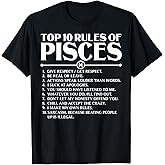 Horoscope Symbols Astrology Sign Top 10 Rules Of Pisces T-Shirt